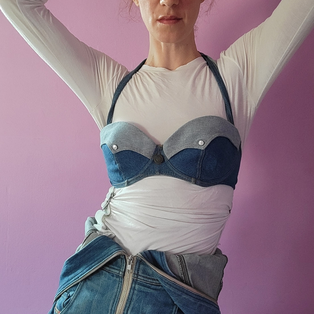 Agent Provocateur Denim Halter Bra -32E